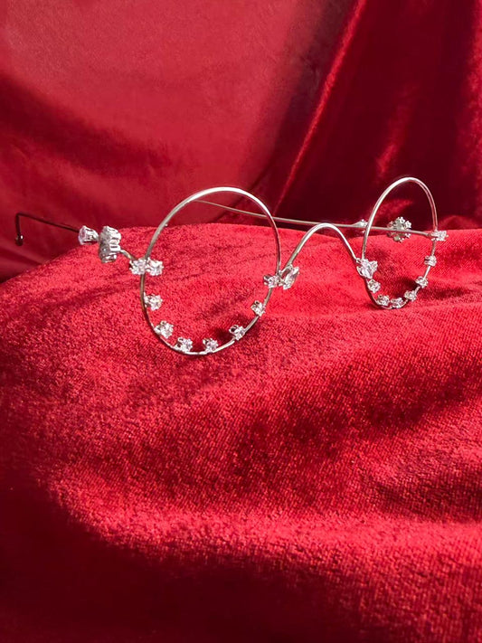 Viral Facelet – Double Circle Crystal Bloom Silver Plated Design