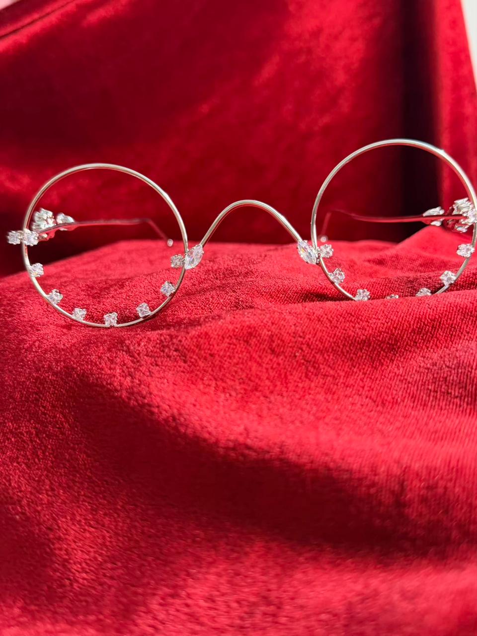 Viral Facelet – Double Circle Crystal Bloom Silver Plated Design