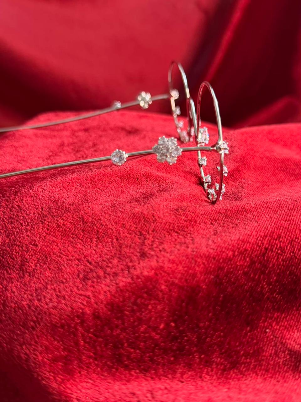 Viral Facelet – Double Circle Crystal Bloom Silver Plated Design