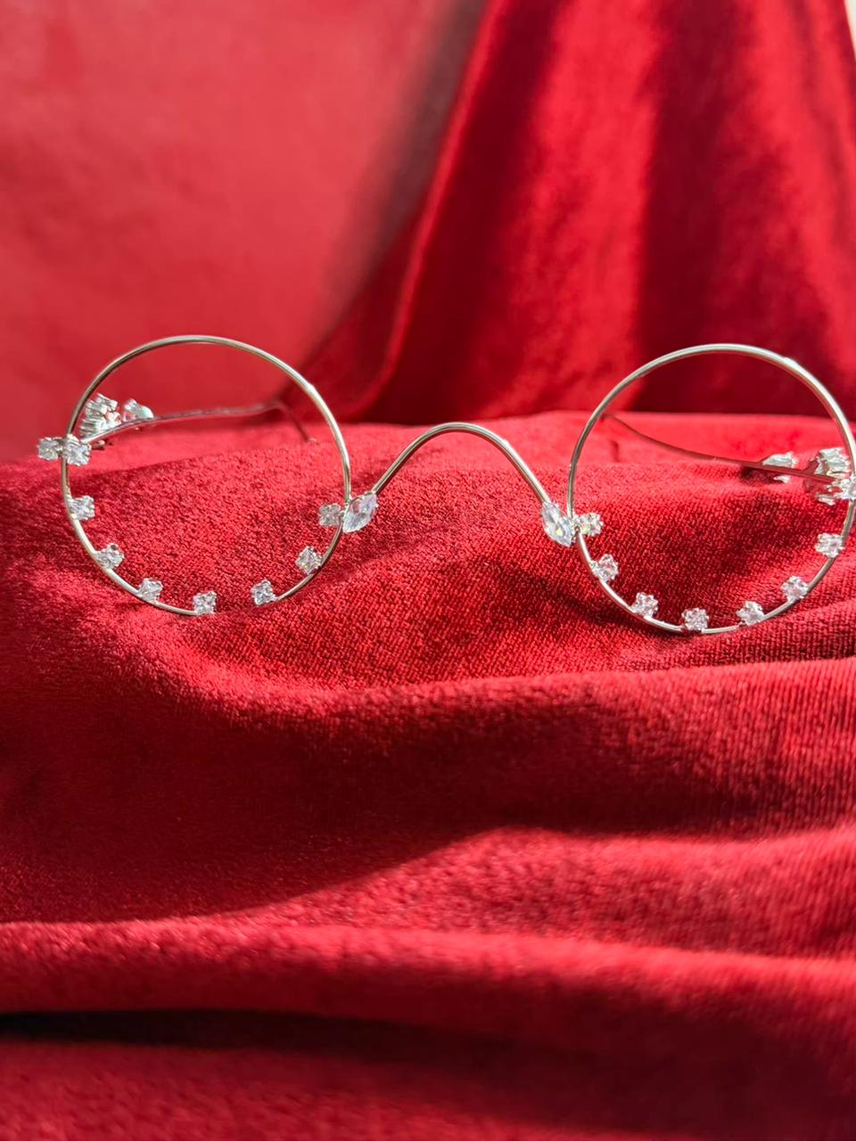 Viral Facelet – Double Circle Crystal Bloom Silver Plated Design