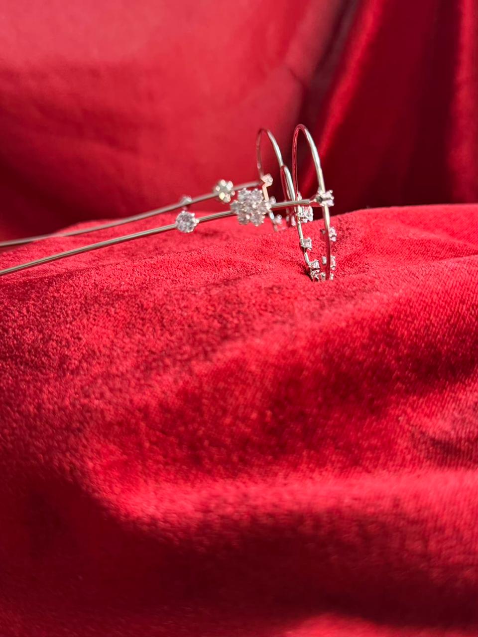 Viral Facelet – Double Circle Crystal Bloom Silver Plated Design