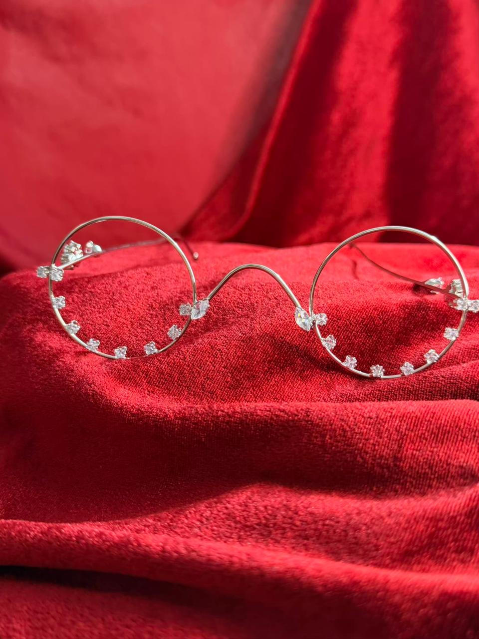 Viral Facelet – Double Circle Crystal Bloom Silver Plated Design