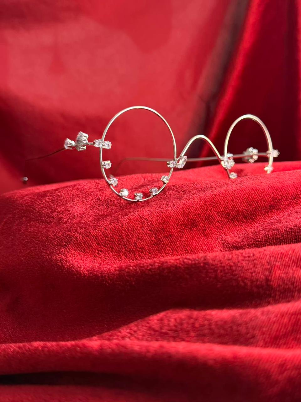 Viral Facelet – Double Circle Crystal Bloom Silver Plated Design