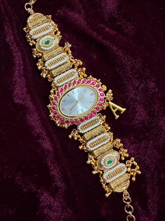 Viral Oval Dial Heritage Watch Rakhi in Premium Swarvoski( Free Initial)