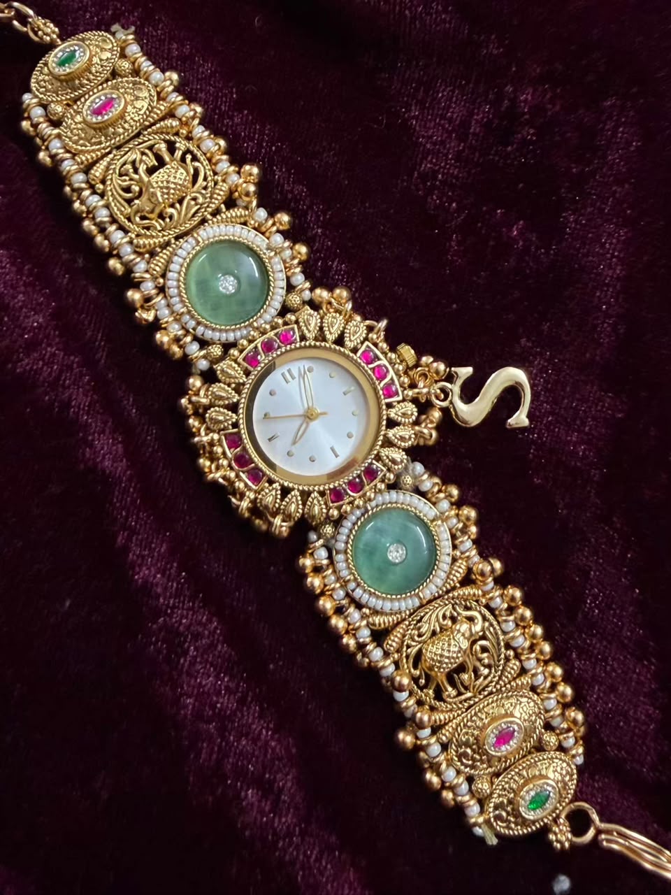 Vintage Round Dial Luxury Watch Rakhi in Premium Swarovski (Free Initial)