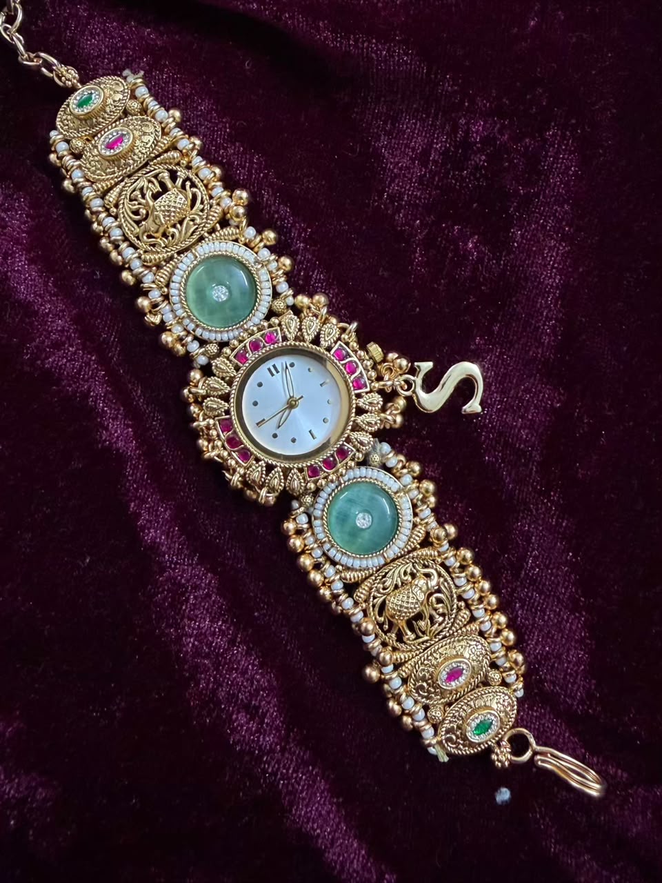 Vintage Round Dial Luxury Watch Rakhi in Premium Swarovski (Free Initial)
