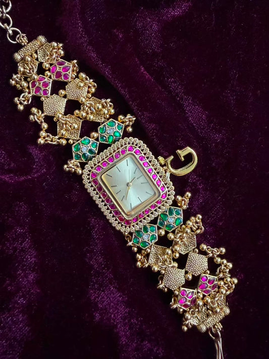 Viral Square Dial Heritage Watch Rakhi in Premium Swarovski (Free Initial)