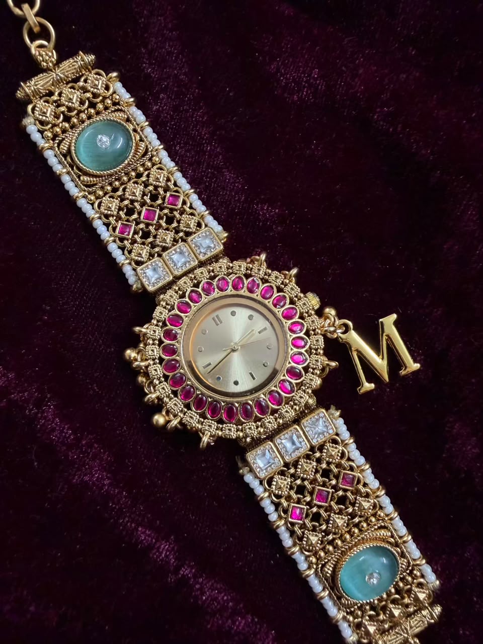 Viral Royal Round Dial Heritage Watch Rakhi in Premium Swarovski (Free Initial)