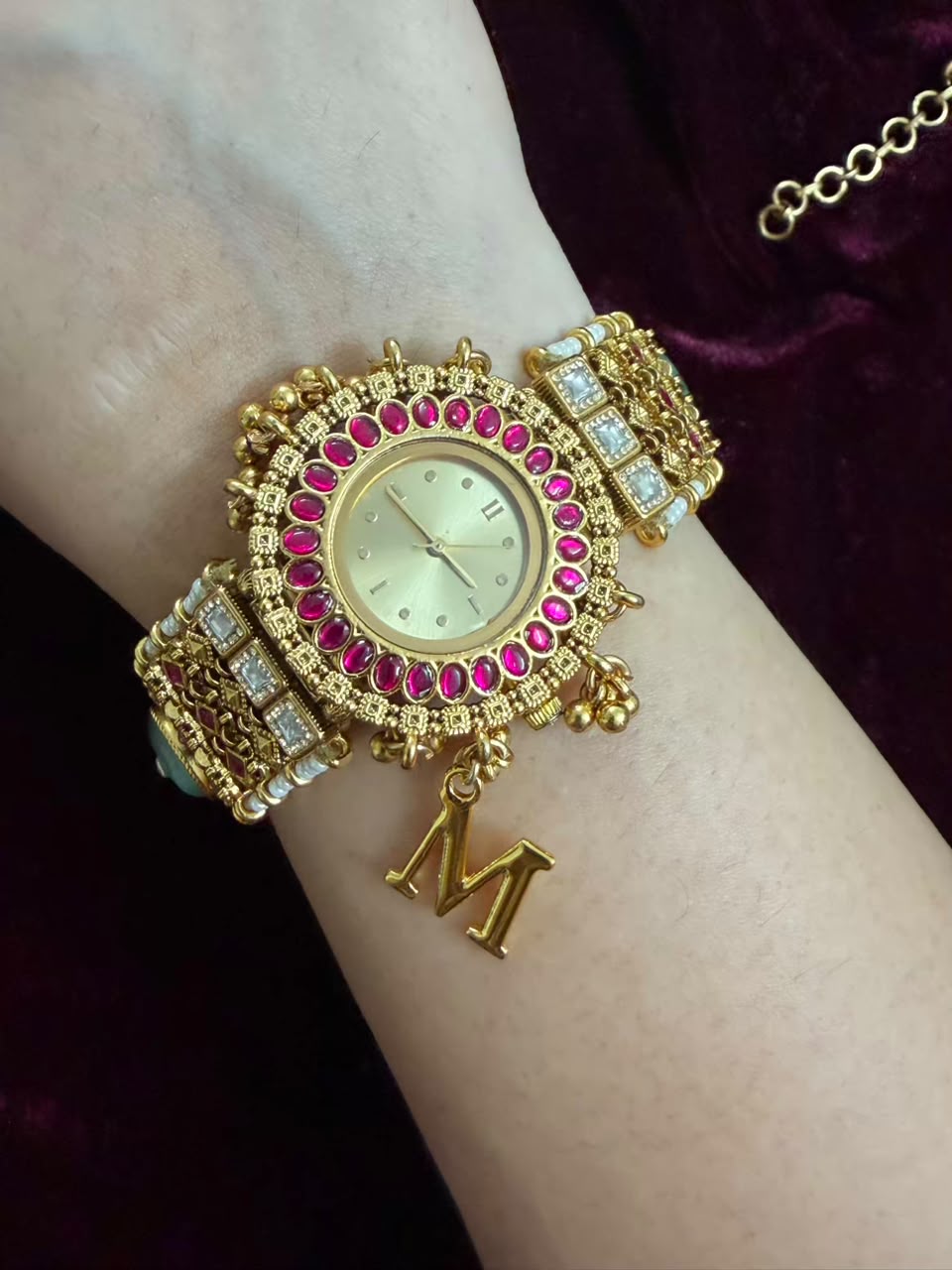 Viral Royal Round Dial Heritage Watch Rakhi in Premium Swarovski (Free Initial)