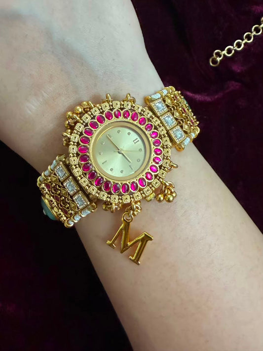 Viral Royal Round Dial Heritage Watch Rakhi in Premium Swarovski (Free Initial)