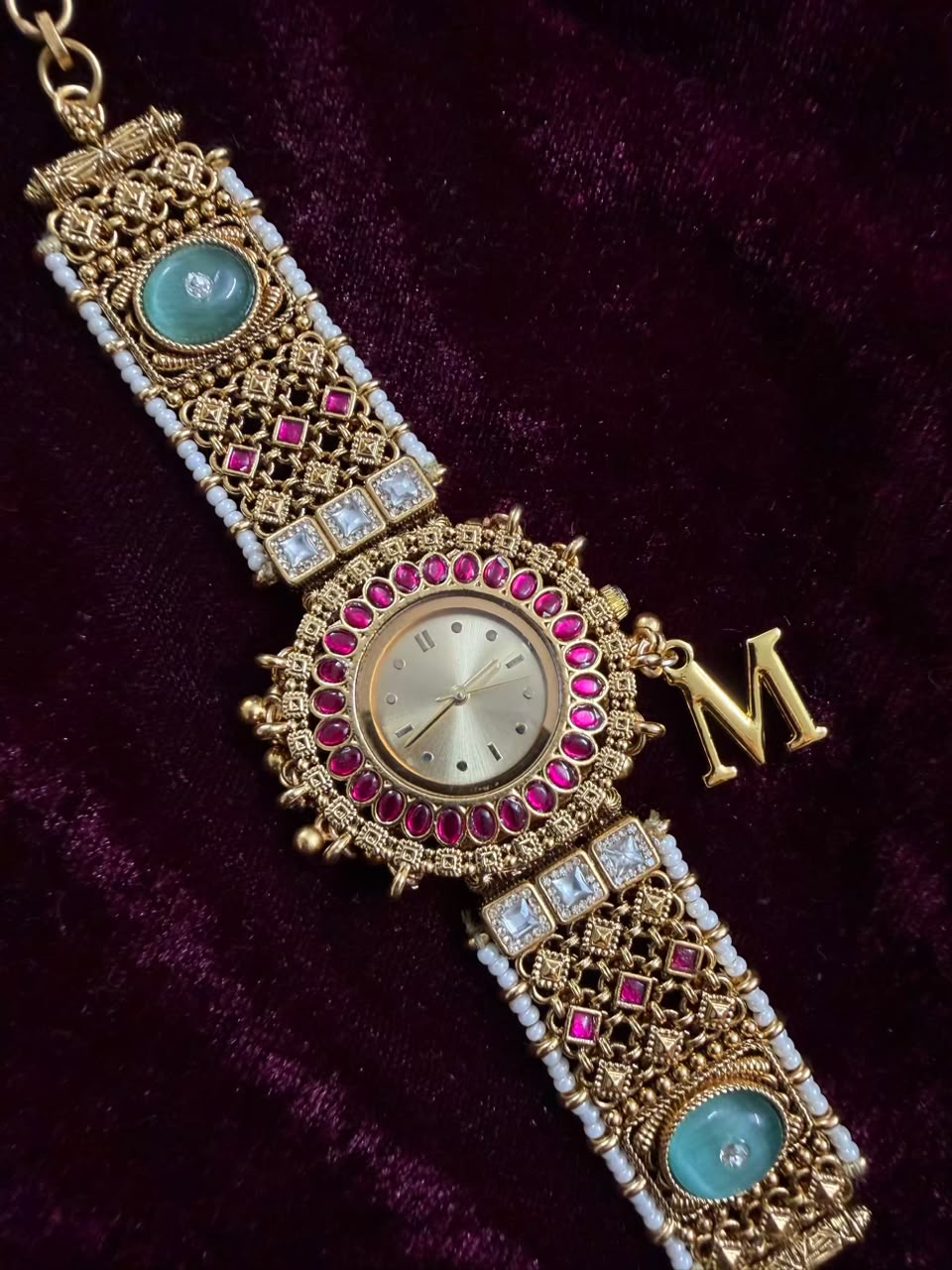 Viral Royal Round Dial Heritage Watch Rakhi in Premium Swarovski (Free Initial)