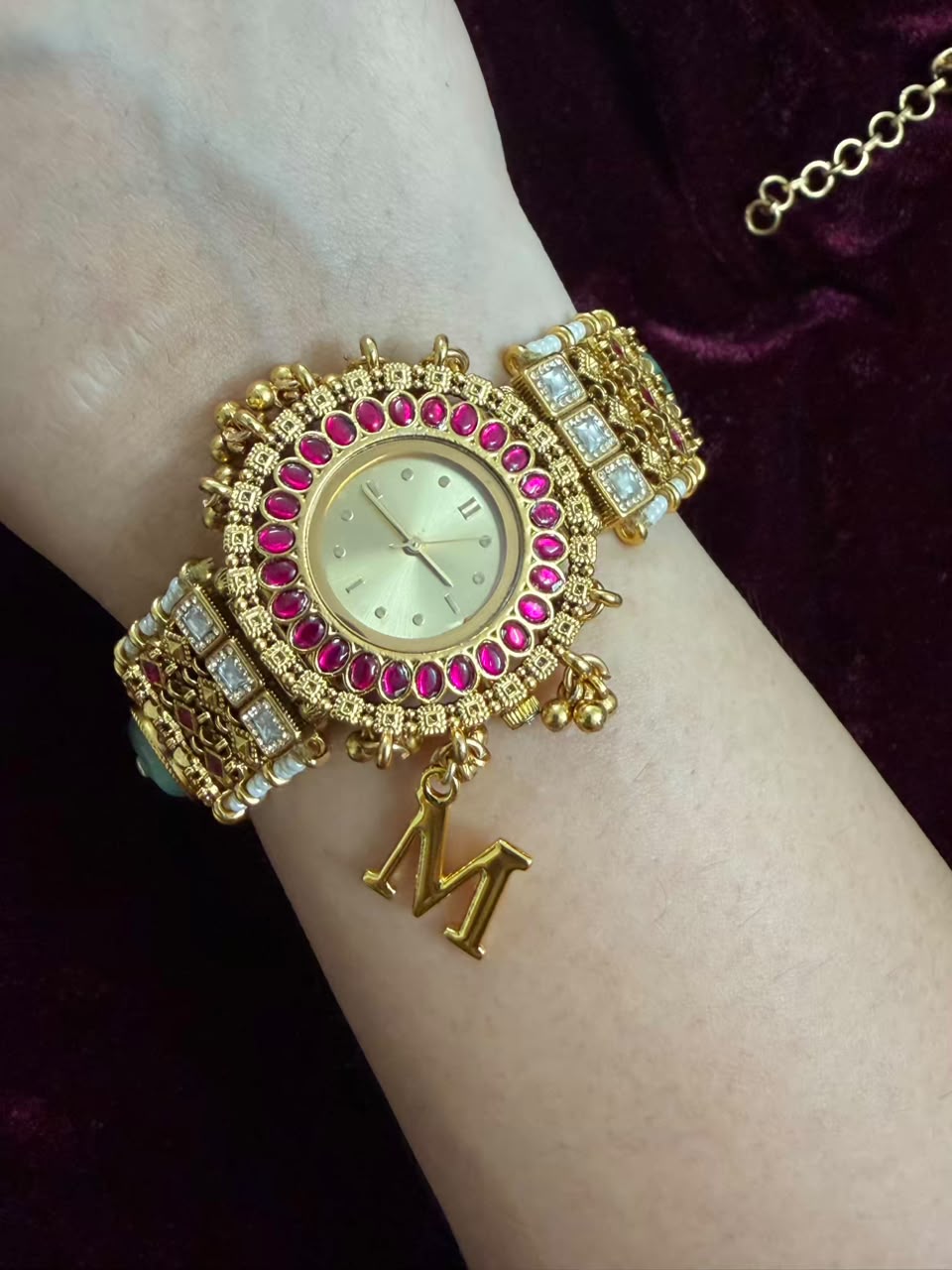 Viral Royal Round Dial Heritage Watch Rakhi in Premium Swarovski (Free Initial)