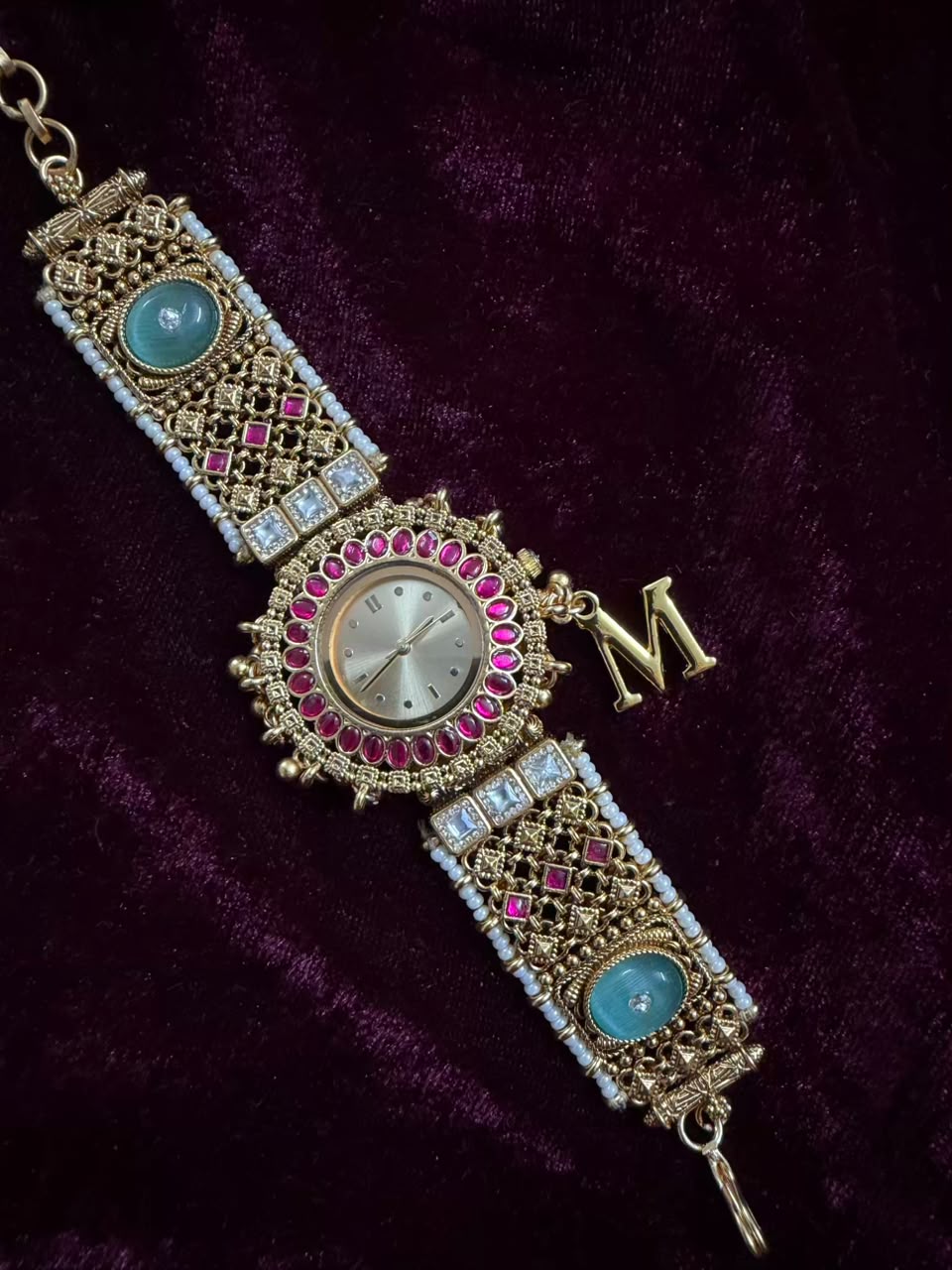 Viral Royal Round Dial Heritage Watch Rakhi in Premium Swarovski (Free Initial)
