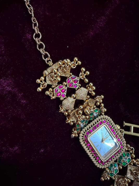 Mosaic Luxe Square Dial Watch Rakhi in Premium Swarovski (Free Initial)
