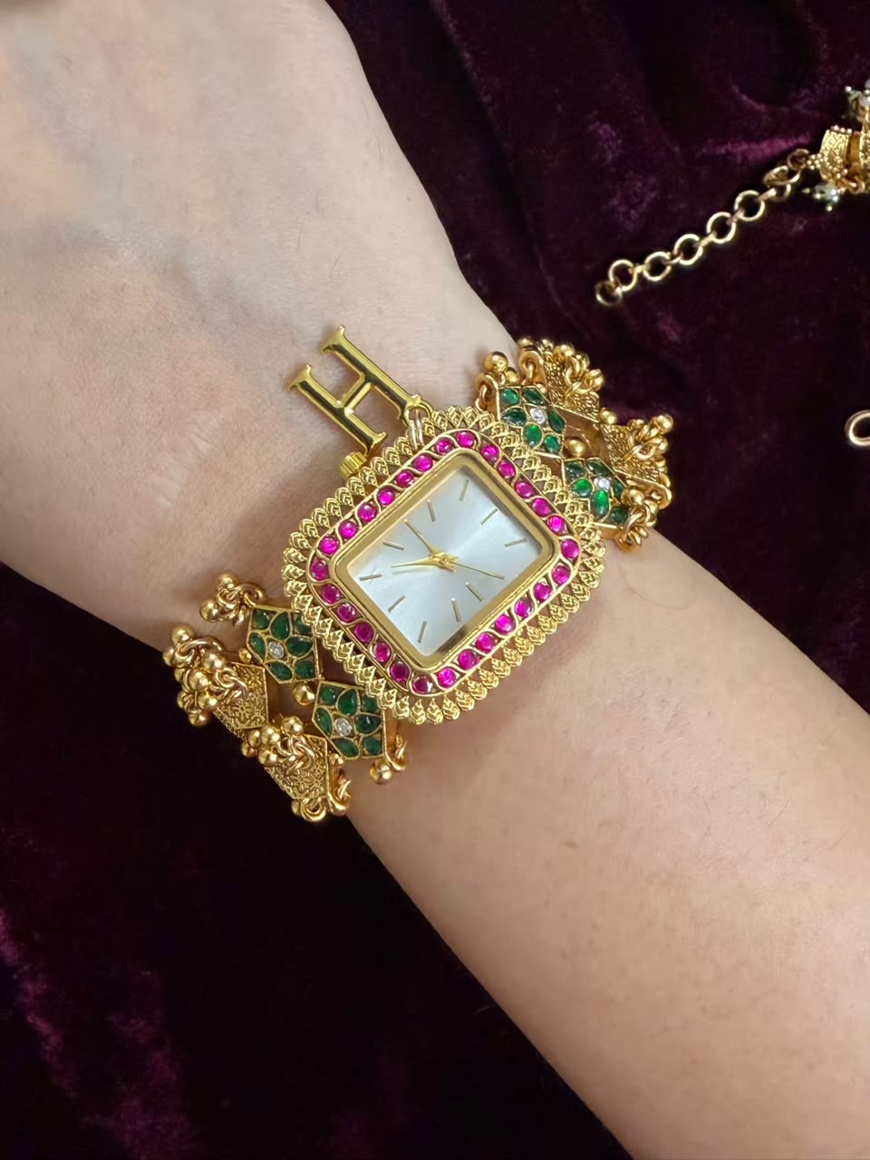 Mosaic Luxe Square Dial Watch Rakhi in Premium Swarovski (Free Initial)