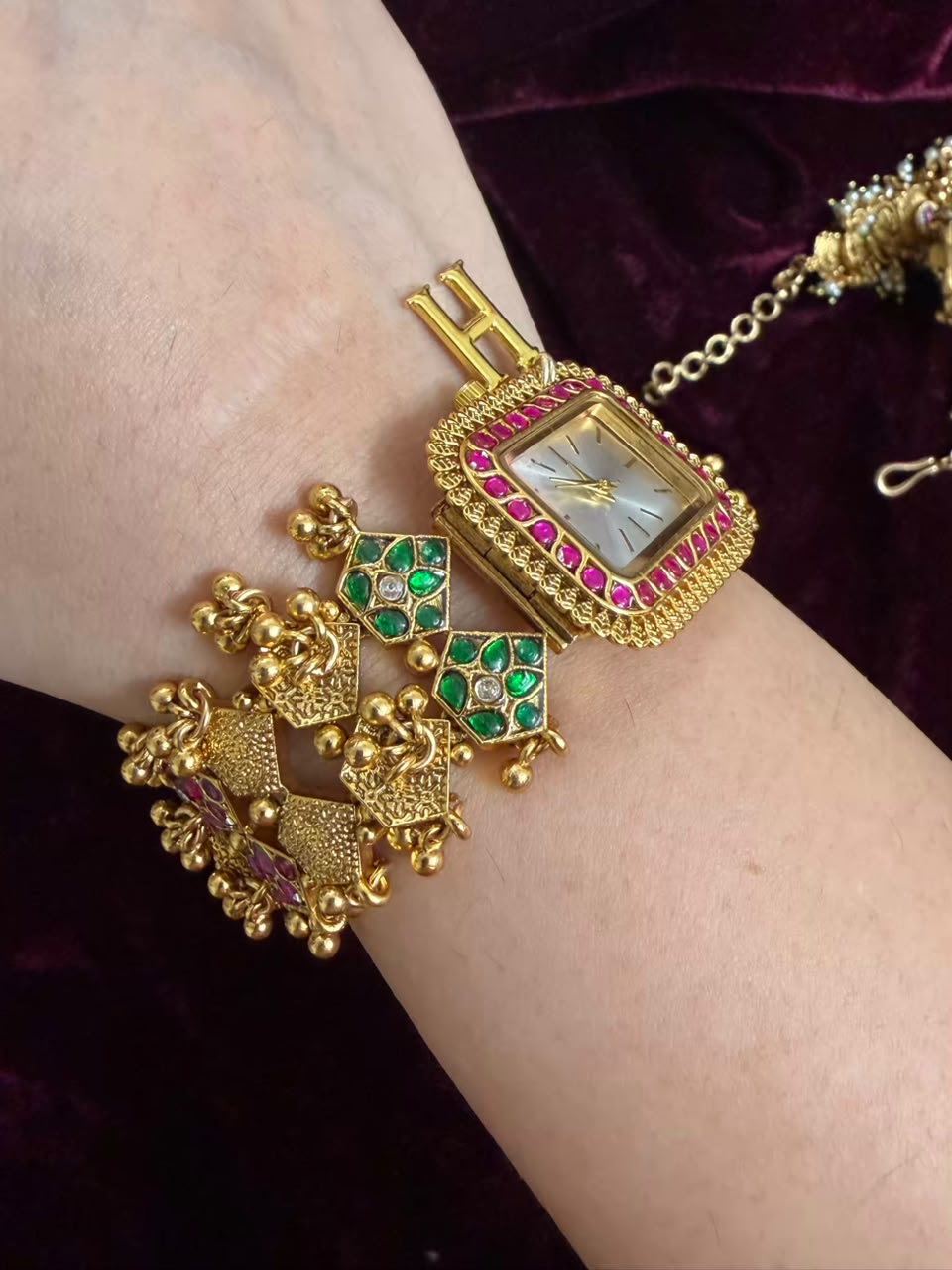 Mosaic Luxe Square Dial Watch Rakhi in Premium Swarovski (Free Initial)
