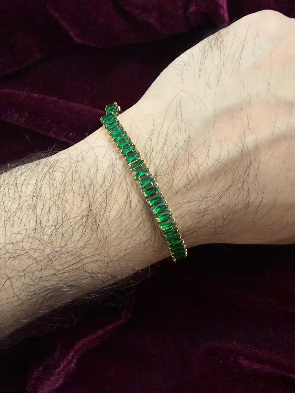 Men's Emerald Tennis Rakhi Bracelet