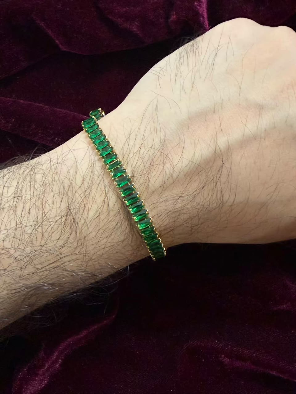 Men's Emerald Tennis Rakhi Bracelet