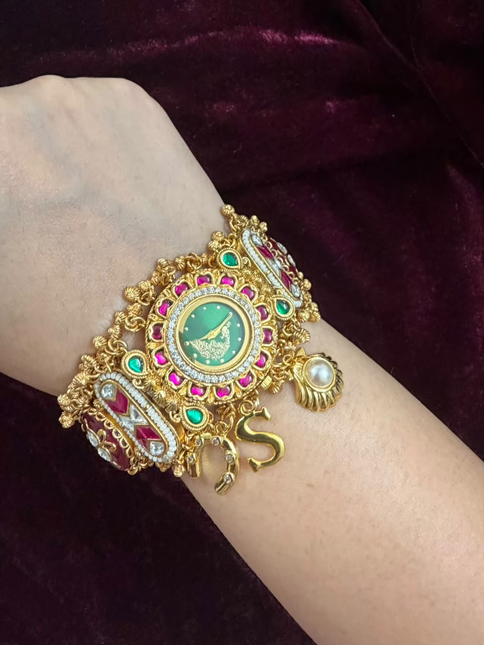 Regal Heritage Round Dial Designer Watch Rakhi in Premium Swarovski (Free Initial)