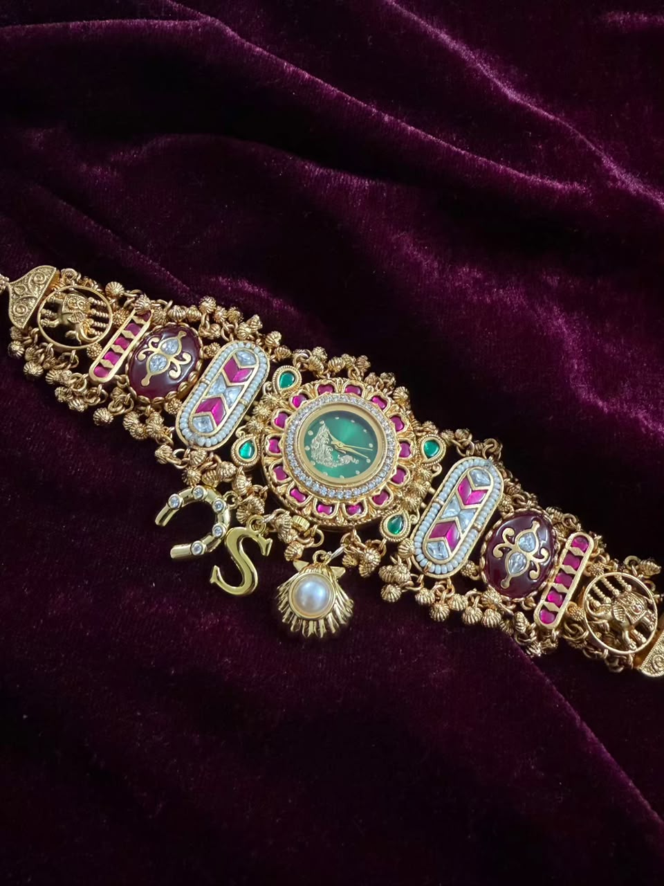 Regal Heritage Round Dial Designer Watch Rakhi in Premium Swarovski (Free Initial)