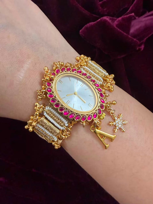 Royal Oval Dial Luxury Watch Rakhi in Premium Swarovski (Free Initial)