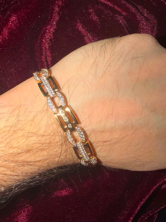 Men's Royal Rose Gold CZ Rakhi Bracelet