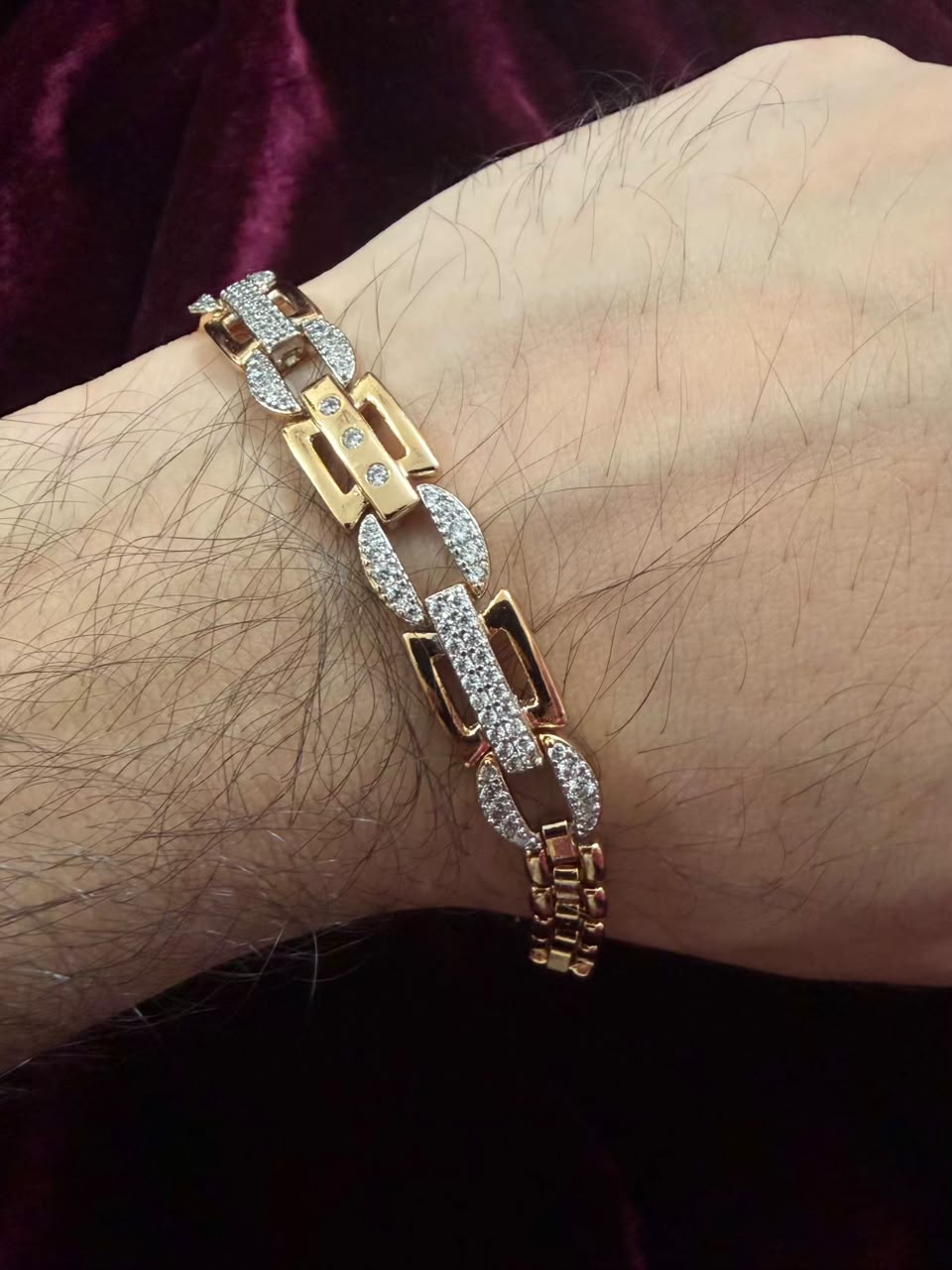 Men's Royal Rose Gold CZ Rakhi Bracelet