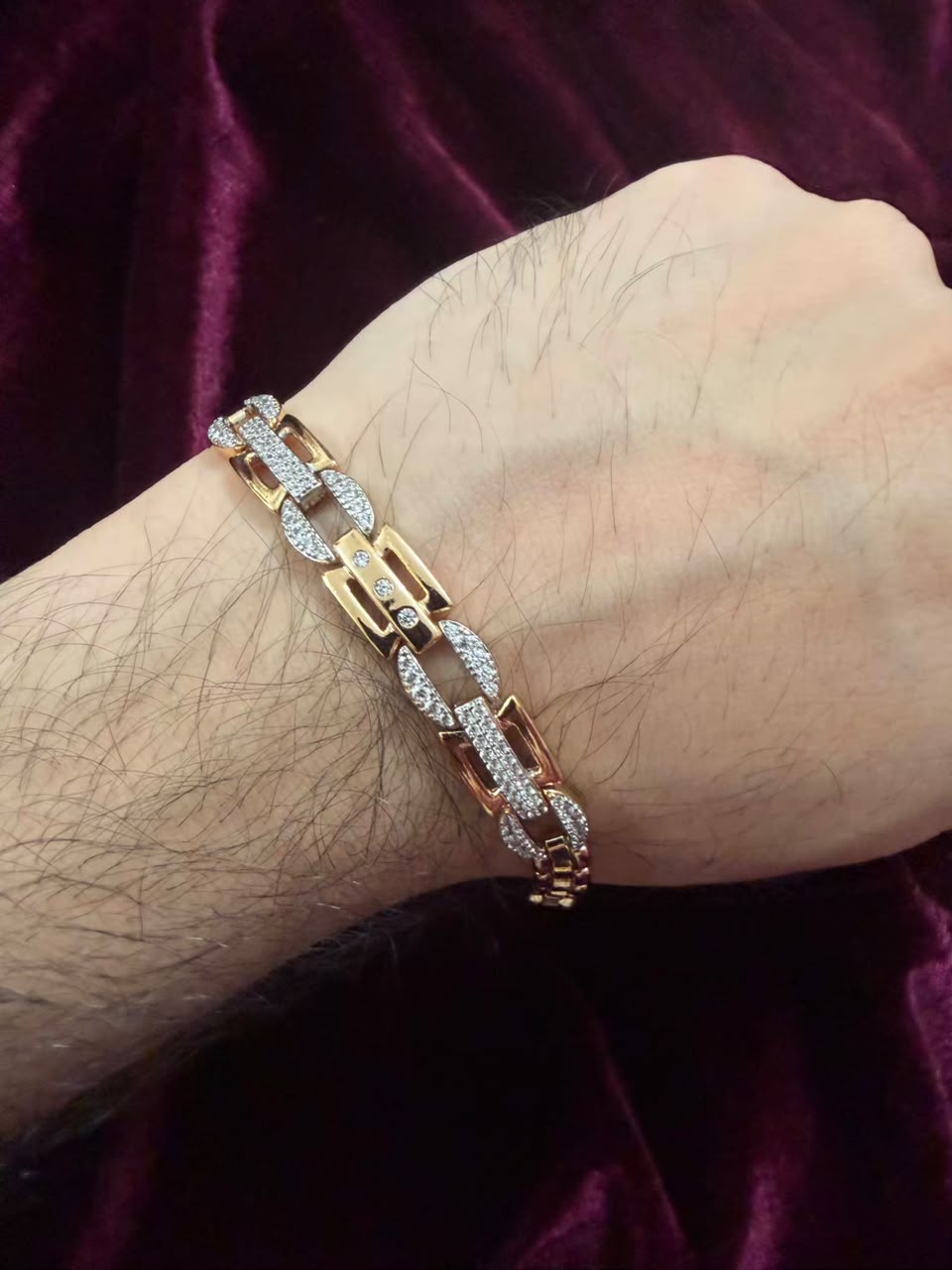 Men's Royal Rose Gold CZ Rakhi Bracelet