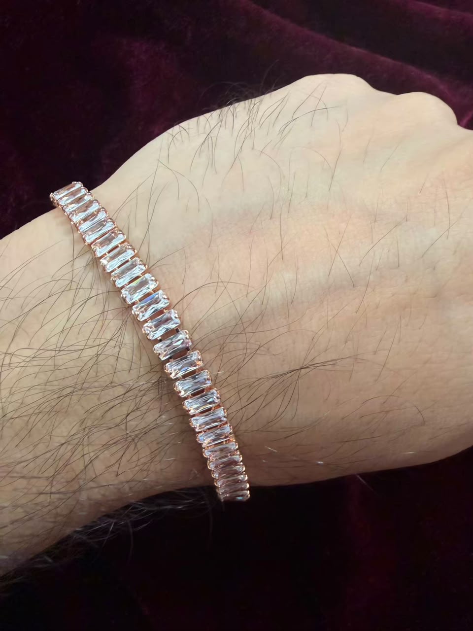 Men's Rose Gold Baguette Tennis Rakhi Bracelet