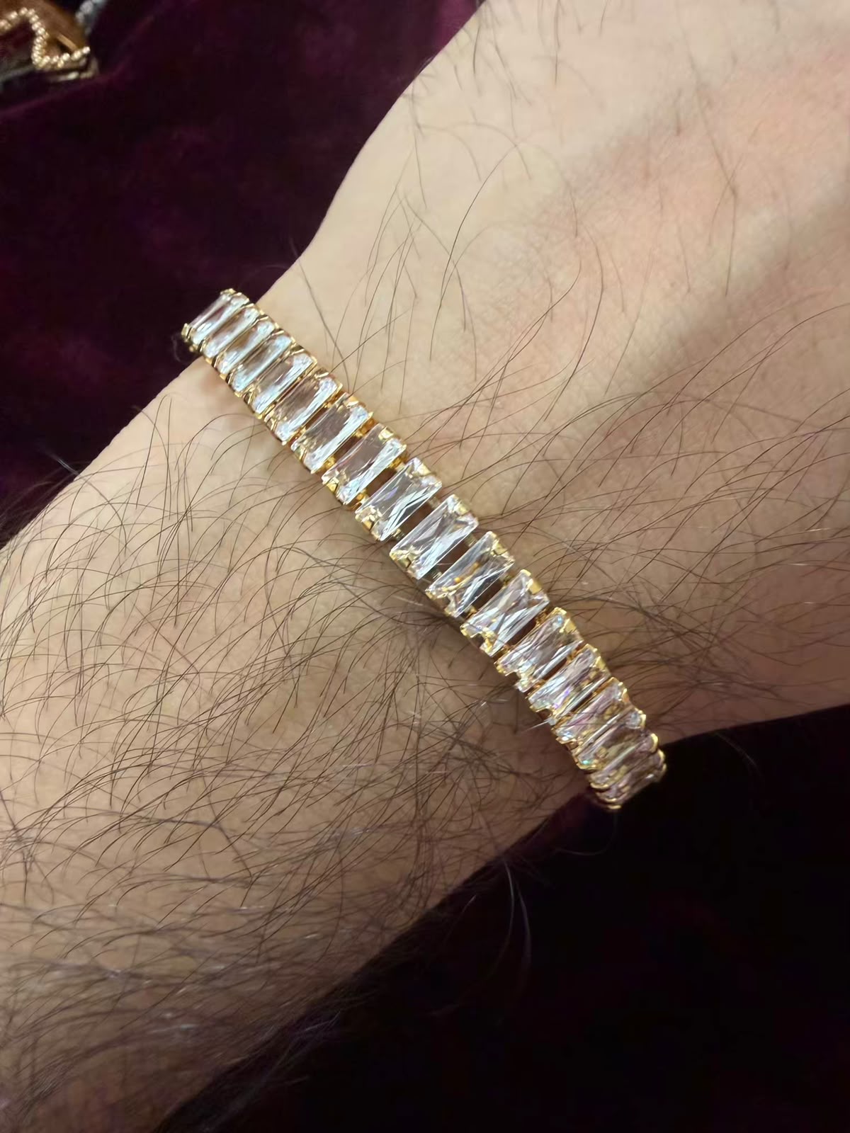 Men's Silver Baguette Tennis Rakhi Bracelet