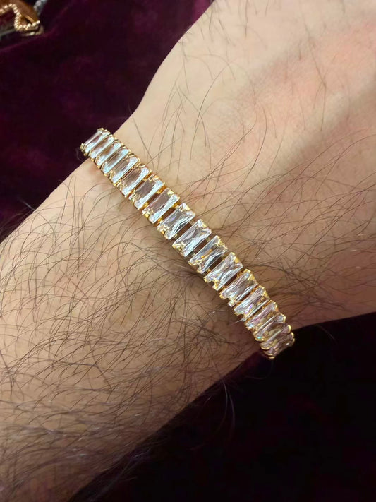 Men's Silver Baguette Tennis Rakhi Bracelet