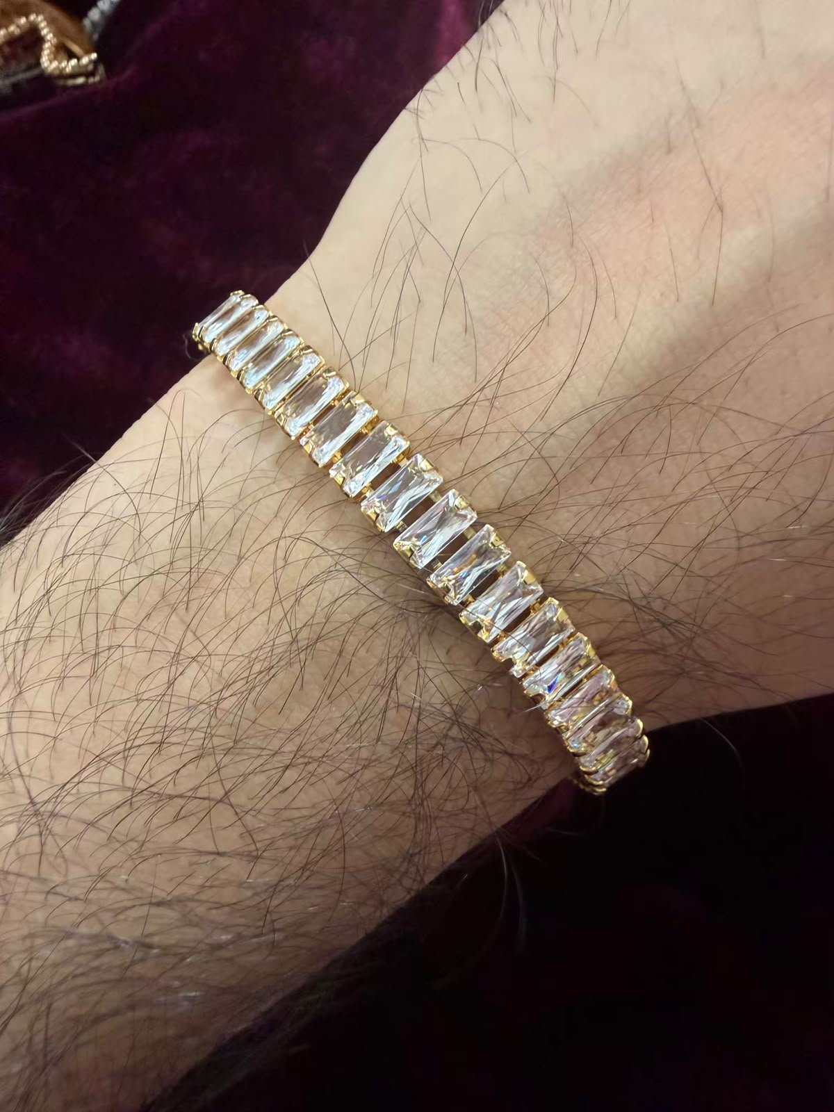 Men's Silver Baguette Tennis Rakhi Bracelet