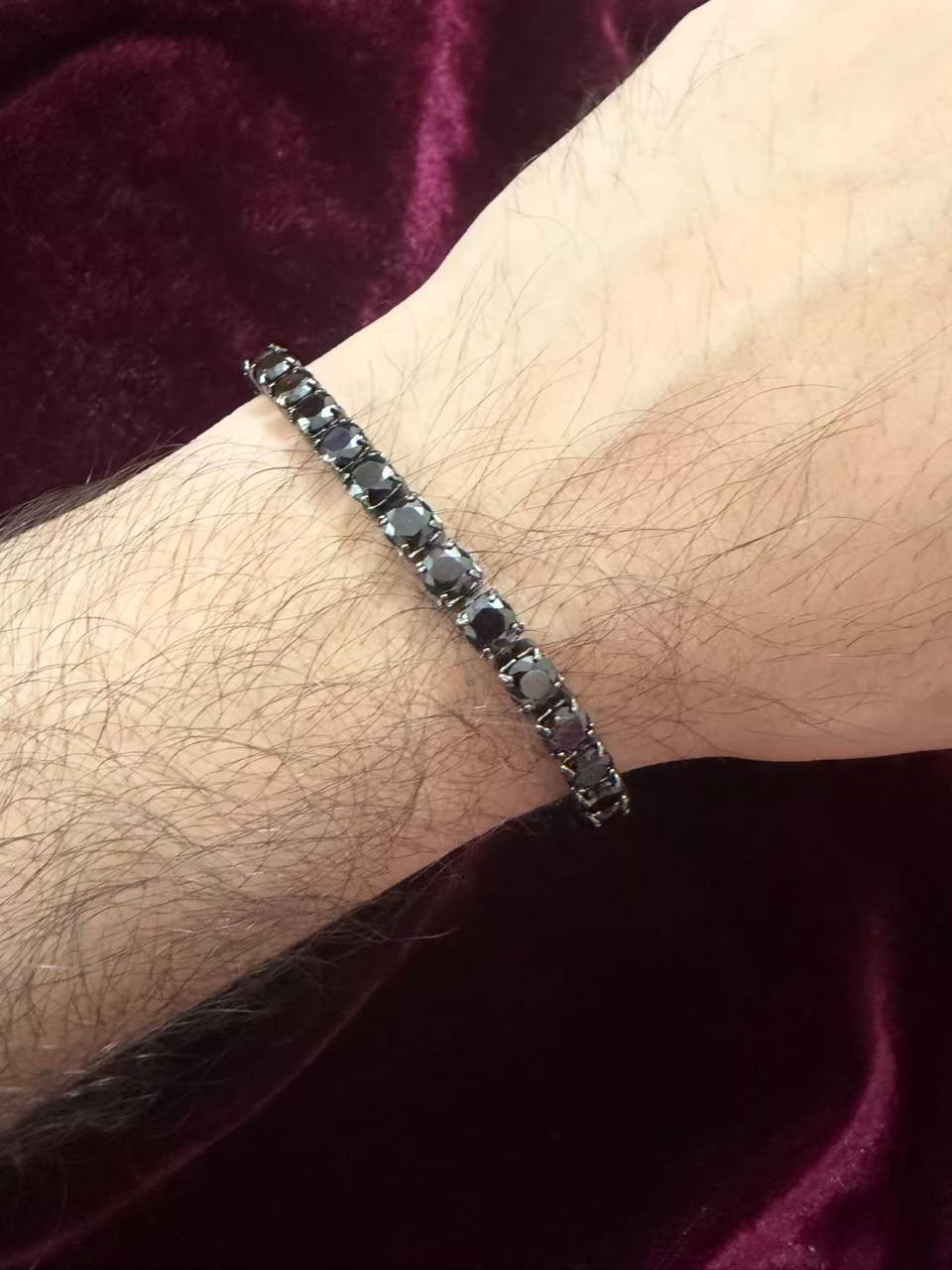 Men's Black Cushion Cut Tennis Rakhi Bracelet