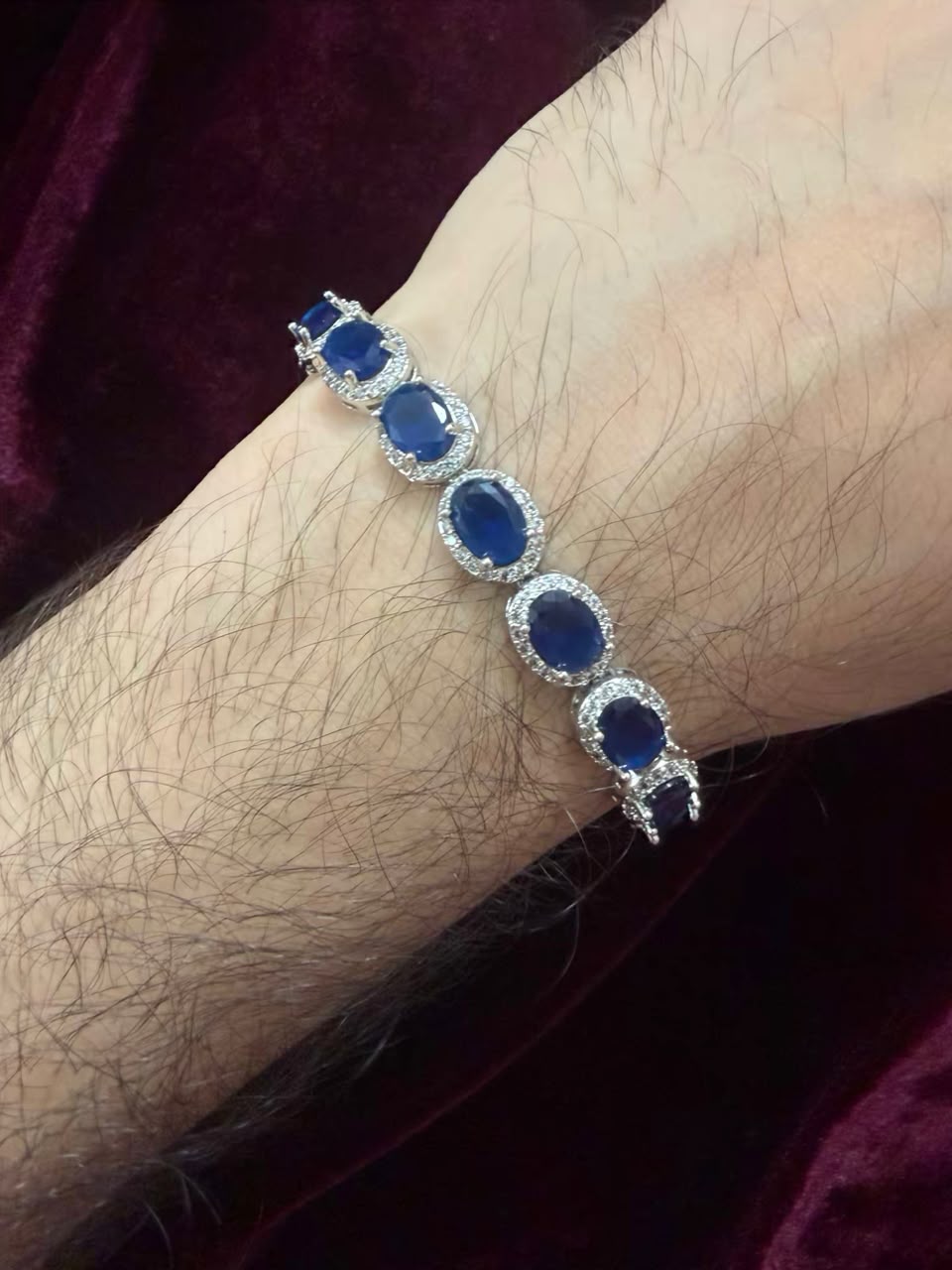Men's Blue Oval Tennis Rakhi Bracelet