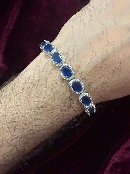 Men's Blue Oval Tennis Rakhi Bracelet