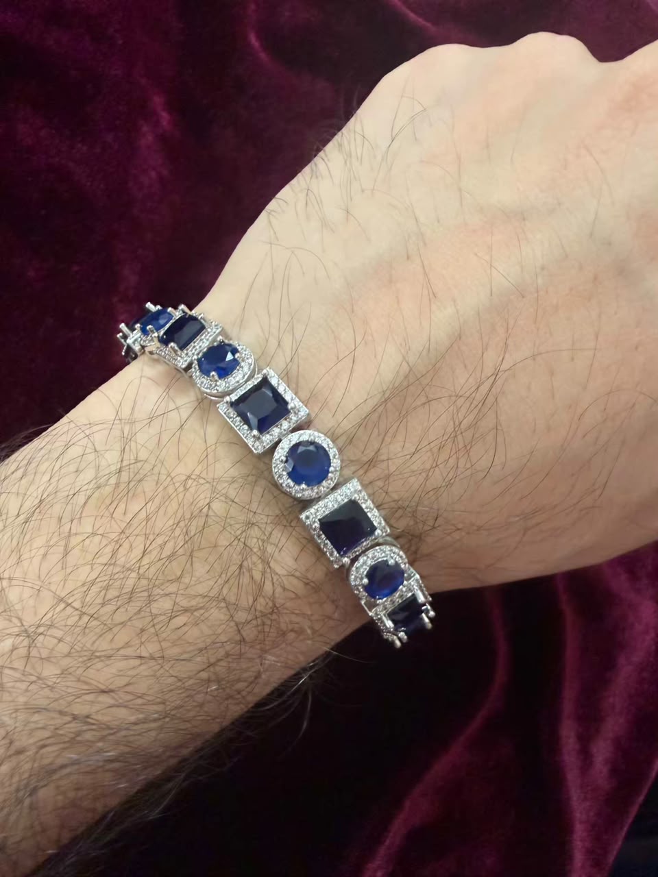 Men's Square & Round Blue Tennis Bracelet
