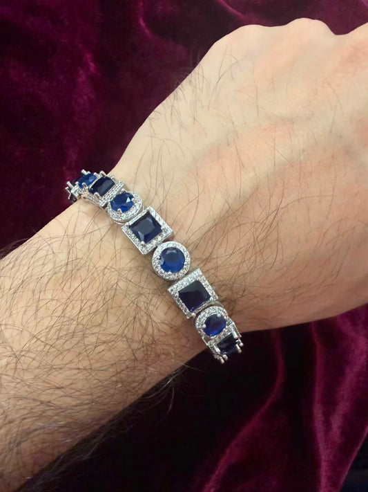 Men's Square & Round Blue Tennis Bracelet
