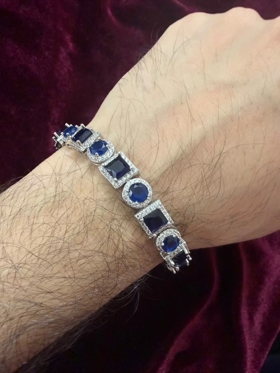 Men's Square & Round Blue Tennis Bracelet