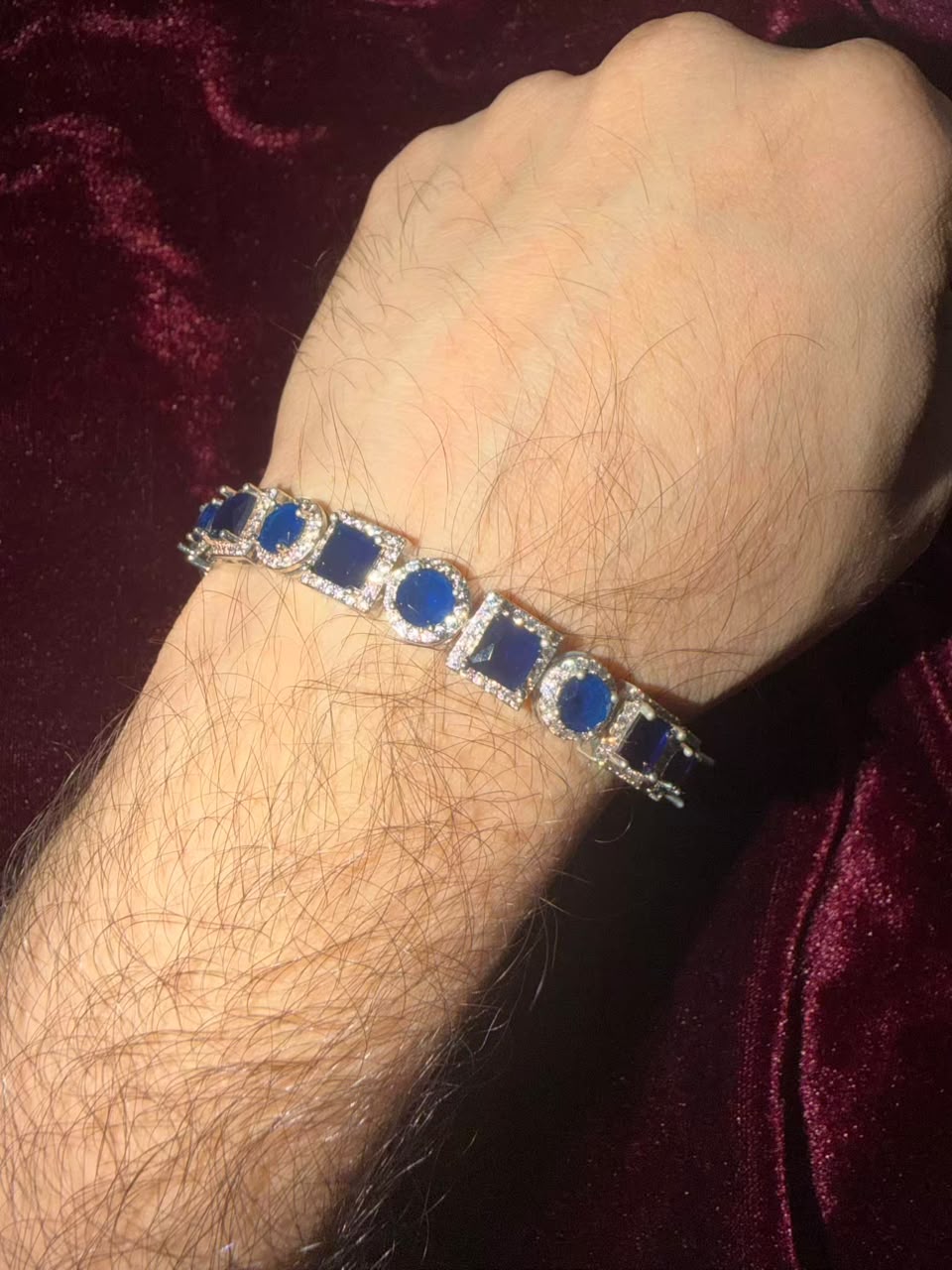 Men's Square & Round Blue Tennis Bracelet