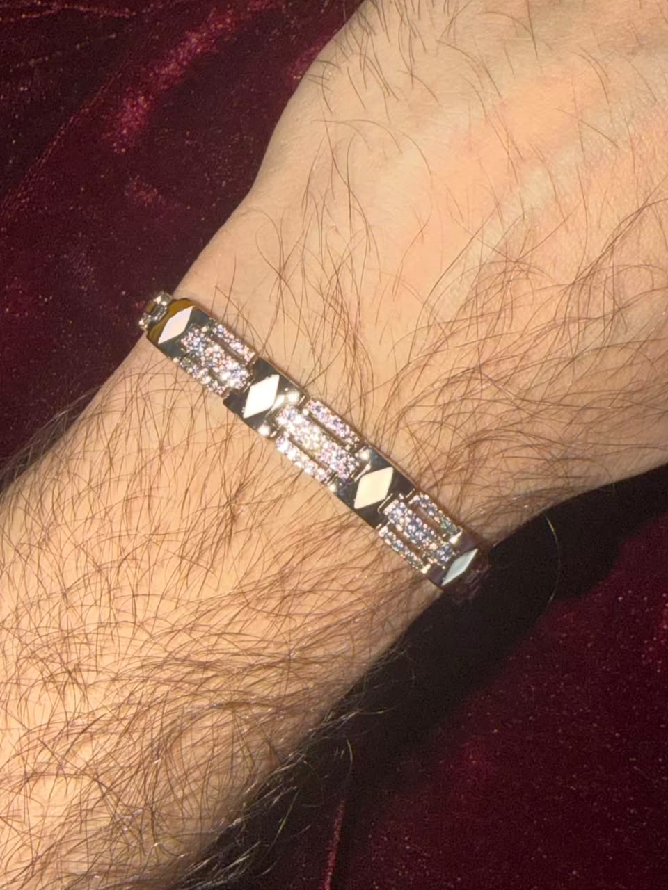 Men's Silver Geometric Link Rakhi Bracelet