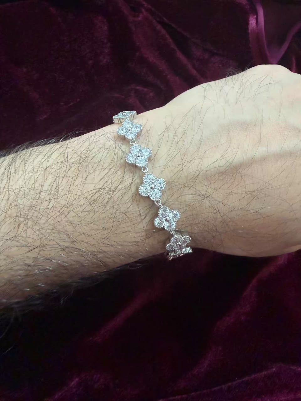 Men's Floral Diamond Tennis Rakhi Bracelet