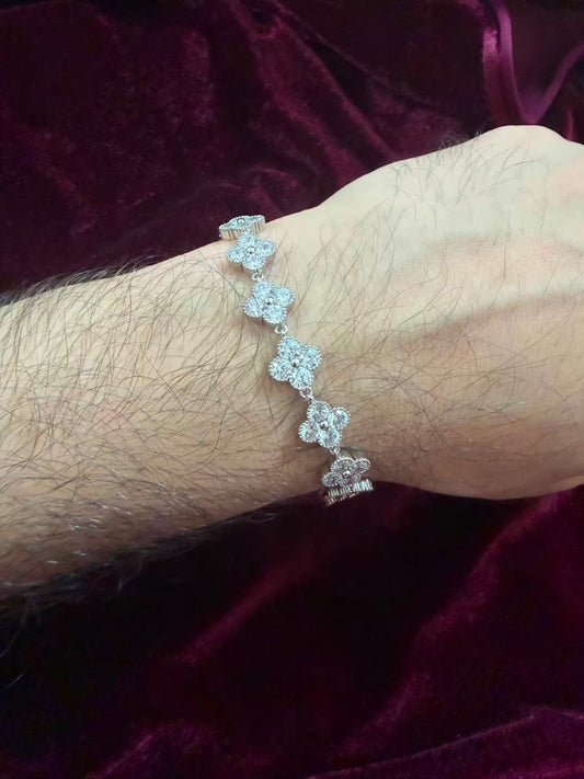 Men's Floral Diamond Tennis Rakhi Bracelet