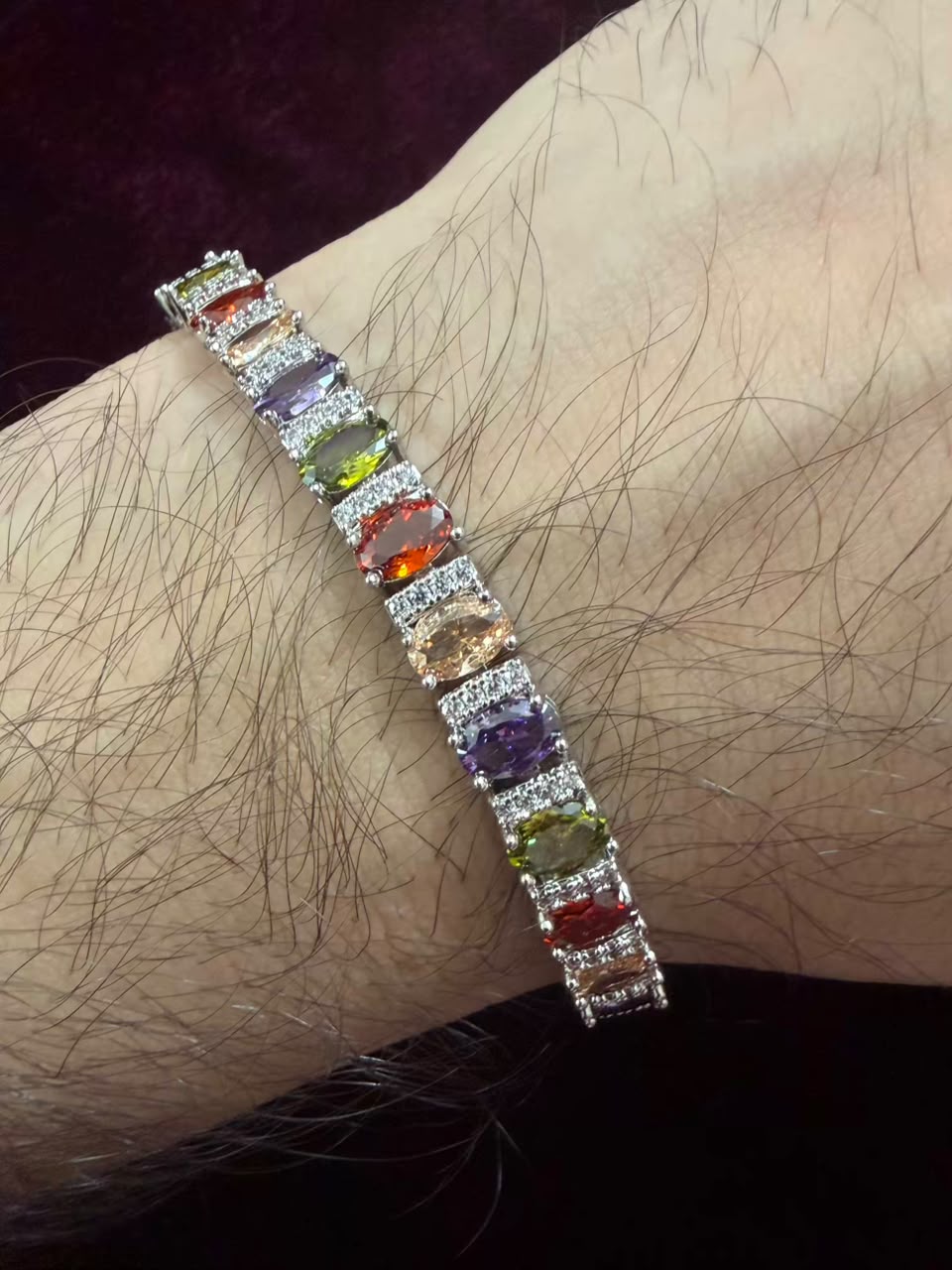 Men's Multicolor Oval Halo Tennis Rakhi Bracelet