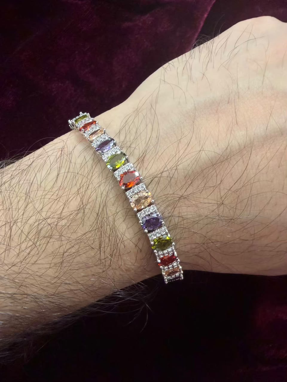 Men's Multicolor Oval Halo Tennis Rakhi Bracelet