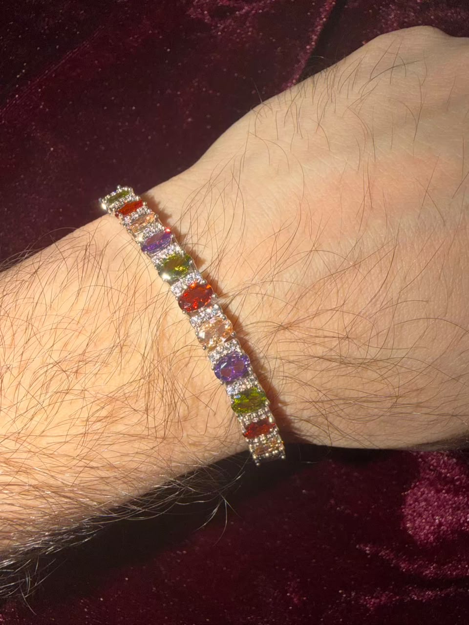 Men's Multicolor Oval Halo Tennis Rakhi Bracelet