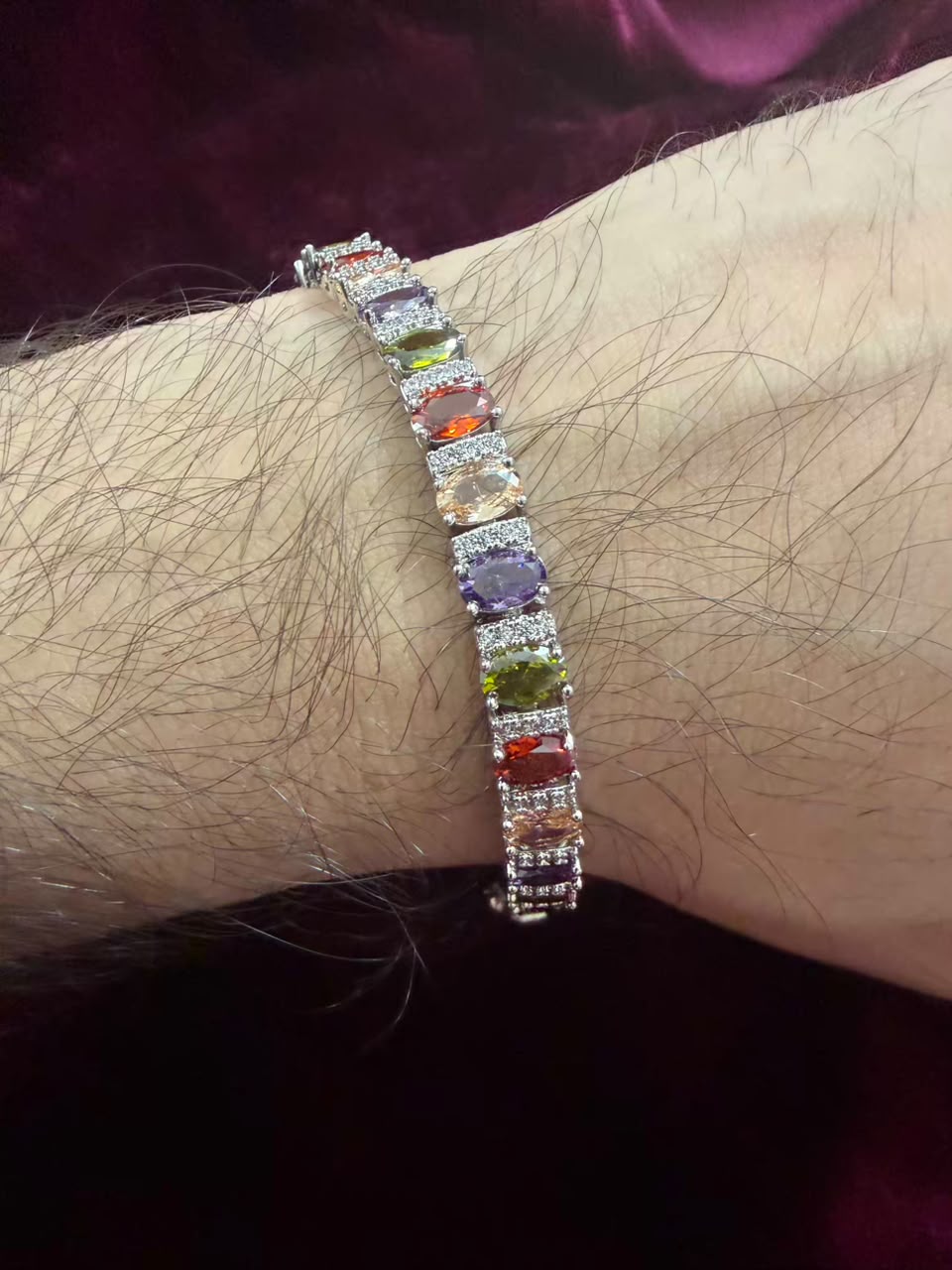 Men's Multicolor Oval Halo Tennis Rakhi Bracelet