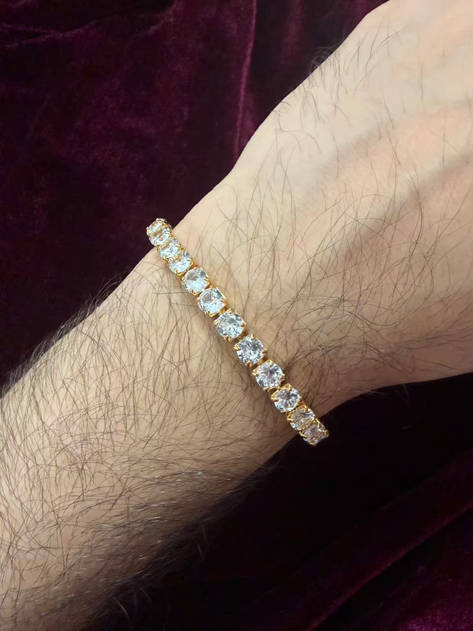 Men's Gold Slim Solitaire Tennis Rakhi Bracelet
