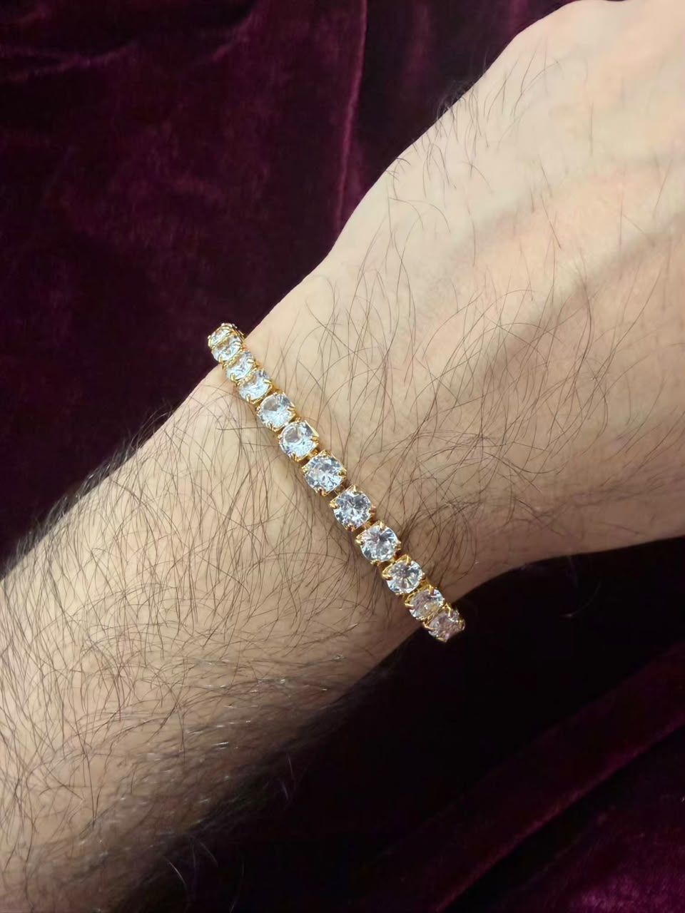 Men's Gold Slim Solitaire Tennis Rakhi Bracelet