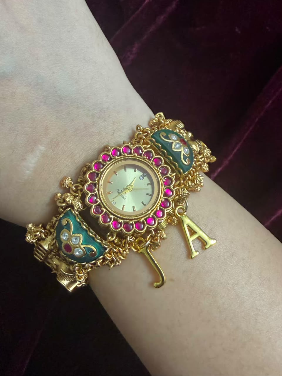 Emerald Bloom Round Dial Heritage Watch Rakhi (Free Initial)