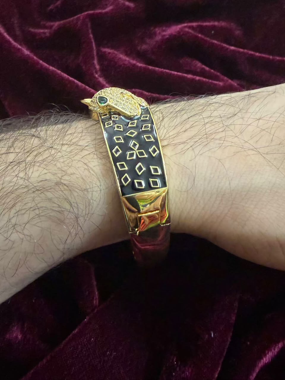 Luxury Panther Head Black Cuff Men's Rakhi Bracelet